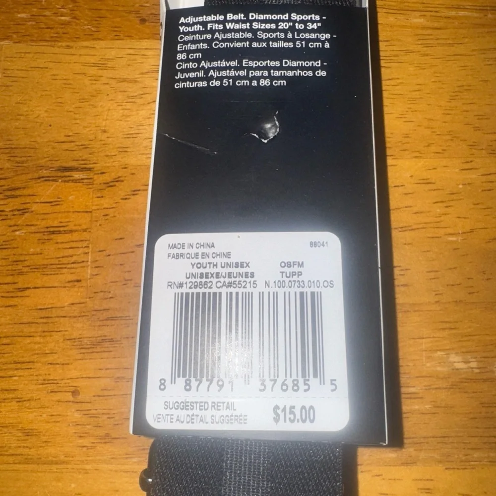 Nike Diamond Sports Baseball Softball Belt 3.0 Youth 20